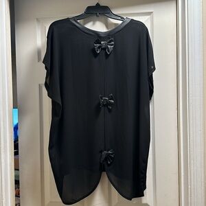 Black sheer triple bow blouse. NWOT.